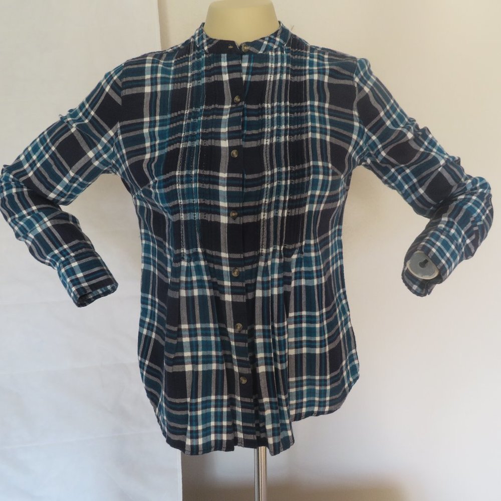 Womens St Johns Bay Button Plaid Pleated Shirt PM